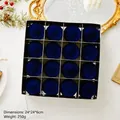 16-pack 6cm deep blue flocked Christmas balls set in elegant square gift box - 6cm [16 Pack] Flocked Balls / Blue