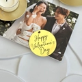 Golden acrylic Happy Valentine's Day cupcake topper tag for party cake decoration - Round With Hole Happy Valentine's Day