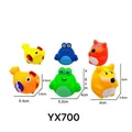 Set of 6 mini animal bath toys including roosters, frogs and foxes with size dimensions - Fox Frog Rooster Pull-back Car Set