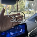 Hanging wooden car ornament featuring laser-cut bear silhouettes with rustic jute rope - Bear