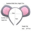 Cerchietto con orecchie da topo in peluche grigio e rosa per costumi di Halloween - Cerchietto da topo grigio super morbido