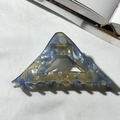 Blue and amber triangle cellulose acetate hair claw clip with marble texture for women - Light Blue