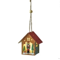 Lighted wooden Christmas house ornament with nutcracker figure and warm LED glow - Style B