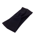 Black ribbed cotton yoga headband with a twisted knot design for women fitness - Black