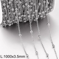 18k gold plated stainless steel bead chain on white spool for DIY jewelry making - Silver 3.5mm Bead Link Chain (KLJ8686-Z)