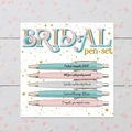 Bridal 5-piece ballpoint pen set with pink and blue colors and wedding quotes - Bridal Theme