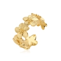 Elegant gold flower ring with three-dimensional petals and an adjustable open band design - Gold Ring