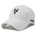 Casquette baseball blanche en coton avec broderie noire et couture latérale NY&JA - Réglable / Blanc