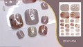 Macro detail of brown and grey gradient toe nail stickers with silver foil and gold glitter - Brown Gray Gradient Gold Powder Style (QYJ21-034)
