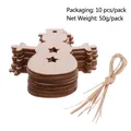 Set of 10 snowman wooden Christmas tree pendants with natural jute twine for DIY decor - Snowman