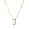 Elegant 18K gold plated paperclip chain necklace with a unique beaded rectangular pendant - Style 2-Beaded Rectangular Pendant Necklace