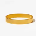 Minimalist wide gold-plated stainless steel bangle with polished mirror finish and hinge - Flat Hinge Style (KAS1042)