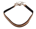 Handmade retro black woven band and brown braided leather strap with bull head accessory - 56-58cm / Black Webbing and Brown Woven Rope Patchwork Headpiece (AB306)
