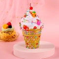 Handmade DIY ice cream night light in lavender finish with waffle base and fruit charms - Fruit Theme Kit