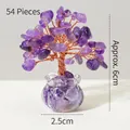 Handmade amethyst crystal tree with gold wire and glass base decor, 54 beads, 6cm height - 54 Crystals Amethyst (Mini Fish Tank)