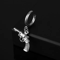 Orecchino a cerchio in acciaio inossidabile con un pendente a forma di pistola revolver - Revolver