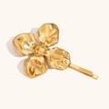 Barrette à cheveux en acier inoxydable doré 18K avec un design de fleur vintage - Pince à Cheveux Fleur Style Heavy Metal