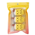 Set of 3 yellow bubble tea shaped makeup sponges in a gradient pink zip pouch - Set of 3 / Yellow