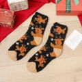Flauschige Weihnachts-Rentier-Socken in Schwarz und Braun, warme Plüsch-Wintermode - Einheitsgröße / Schwarzes Rentier