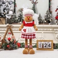 Süße Lebkuchenmann-Plüschfigur mit Kochmütze und roter Schürze für Weihnachtsdeko - Weibliche Teleskopische Lebkuchenmann-Puppe