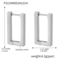Boucles d'oreilles rectangulaires minimalistes en acier inoxydable argent poli - Une Paire / Argenté