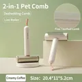 Creamy beige 2-in-1 pet grooming brush and lint roller for hair removal, 20.4x11x5.2cm - Fine-tooth Comb + Lint Remover / Creamy Coffee