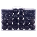 Detail of black Christmas ornaments in clear box with mirror, matte and hollow designs - 100pcs Pack / Black