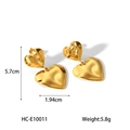 Detailed view of 18K gold heart earrings with size 5.7cm and weight 5.8g measurements - Gold Double Heart Chain Drop Earrings (HC-E10011)