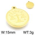 Golden Libra zodiac pendant necklace in stainless steel with engraved charm detail - Libra / Gold