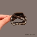 Pinza per capelli marrone con fiocco, targa LOVEDAYS e strass lucidi 5.3x4cm - Stile Fiocco per Borsa Piccola / Marrone