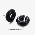 Pendientes de aro negros en forma de C de acero inoxidable de 3 cm con diseño pulido - Ear Cuff Negro Pulido Superficie Lisa