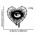 Detailed size specifications for heart-shaped eyeball embroidery patch measuring 7.3x6.8cm - Heart Eye Patch 6#
