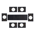 Deep gray PVC placemat set with table runner and woven texture for dining table - Black Vertical Pattern