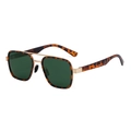 Polarized square sunglasses with gold metal frame, green lenses and tortoiseshell temples - Matte Gold Frame G15 Green Lens