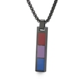 Black bisexual pride pendant necklace with red purple blue color block stripes - Black Three-Color Stripe Style (KP100471)