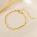 Golden titanium steel clover pendant necklace with twisted bead chain and silk backdrop - Bead Snake Anklet (B5501) / Gold