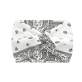Elastic wide yoga headband with black paisley print and bohemian knot design - 4-White Paisley