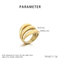 Detailed specs of 21mm wide 18K gold plated stainless steel triple band rippled ring - US 7 / Gold (KR111718-KJX)