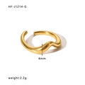 Polished 18K gold plated stainless steel wave ring, 4mm width, 2.2g lightweight design - Adjustable Open / Wave Open Ring (HF-J1214) / Gold