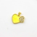 Golden heart pendant with yellow enamel and micro-set zircon accents for DIY necklaces - #1 Solid Style / Yellow