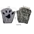 Dark grey plush wolf paw gloves for Halloween costume with black paw pad details - Wolf Claw Plush Gloves (Grey)