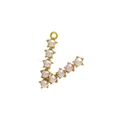 Golden V-shaped alphabet pendant with white and pink pearls for jewelry making - Pearl Letter V - Pink