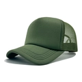 Army green mesh trucker hat with breathable foam front and curved brim in 45-degree view - One Size(56-58cm) / Upgraded Army Green-13