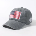 Vintage grey washed cotton baseball cap featuring American flag and USA embroidery - Adjustable / Gray