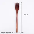 Japanese style nanmu wood dinner fork 22.5cm long with natural dark brown grain - Khaki Wrapped Fork