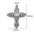 Silver retro embossed cross pendant in stainless steel, dimensions 44mm by 32mm - Style Z2305S15/Relief Pattern