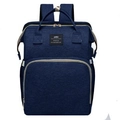 Navy blue multifunctional diaper backpack with waterproof fabric and travel design - Dark Blue