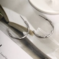 Minimalist silver stainless steel bamboo style hoop earrings for women stylish design - Style A-Silver Bamboo Hoop Earrings