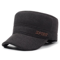 Gorra militar de invierno marrón oscuro para hombre con bordado SPIRIT en el lateral - Ajustable / café
