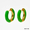 Retro runde geometrische Gold-Creolen mit leuchtend grüner Emaille für Frauen - Grün (KDE1100)